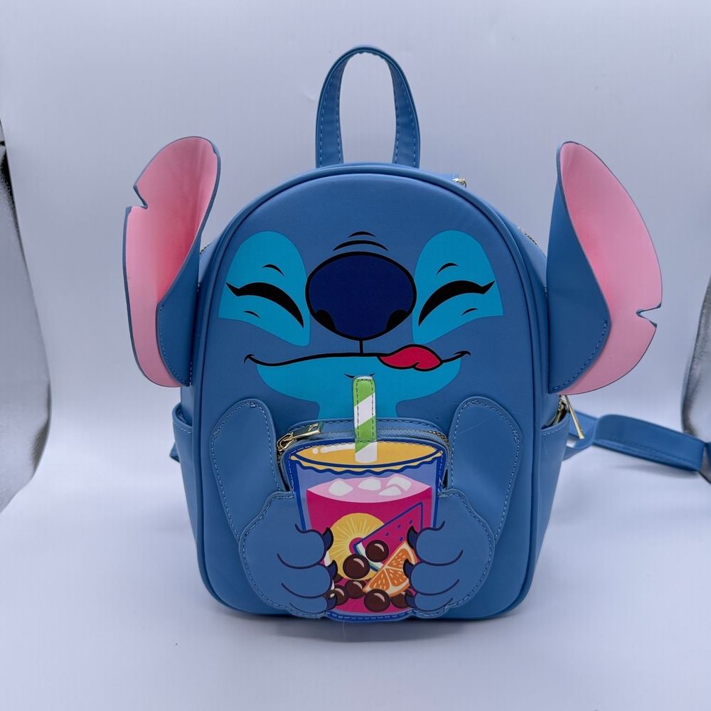 Her Universe Mini Backpack Women One Size Blue Stitch Boba Tea Disney Bag